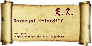 Rozsnyai Kristóf névjegykártya